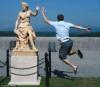 high fiving the statue, hacked irl