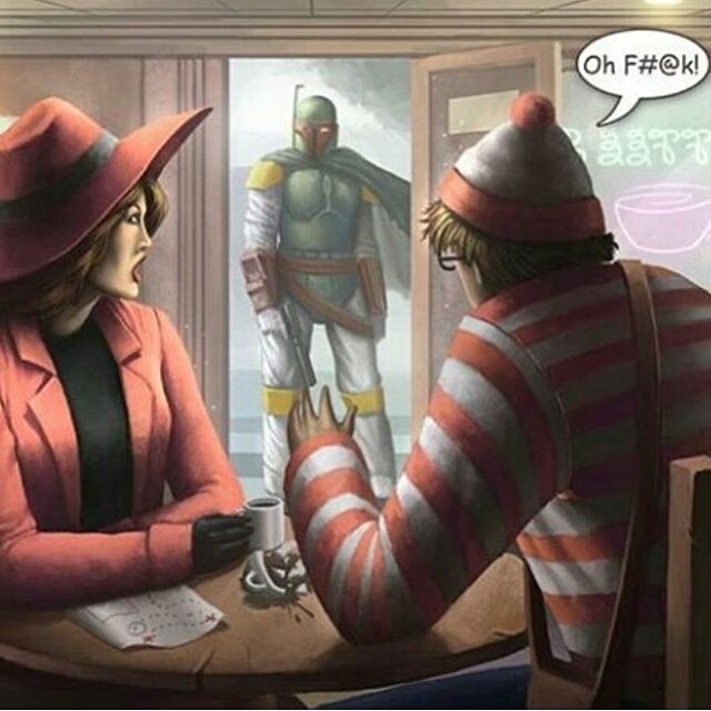 oh fuck, carmen san diego and waldo caught by bounty hunter booba fett 