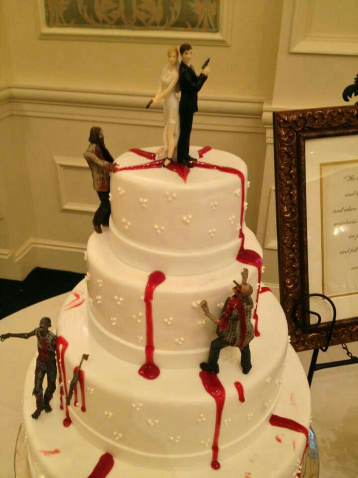 walking dead theme wedding cake