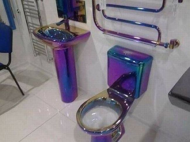 multicolored chrome bathroom fixtures
