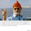 in 1970 bill murray jokingly told another passenger on an airplane that he had two bombs in his luggage, us marshals searched his bags and found $20000 worth on marijuana, bill was arrested