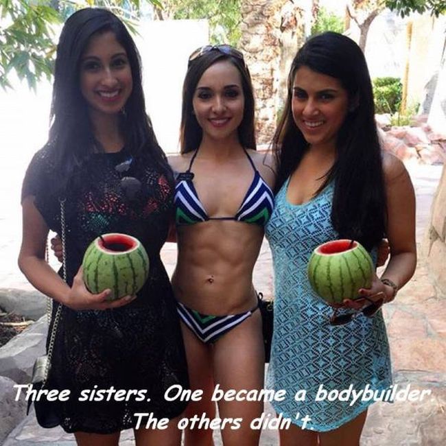three sisters, one became a bodybuilder, the others didn't