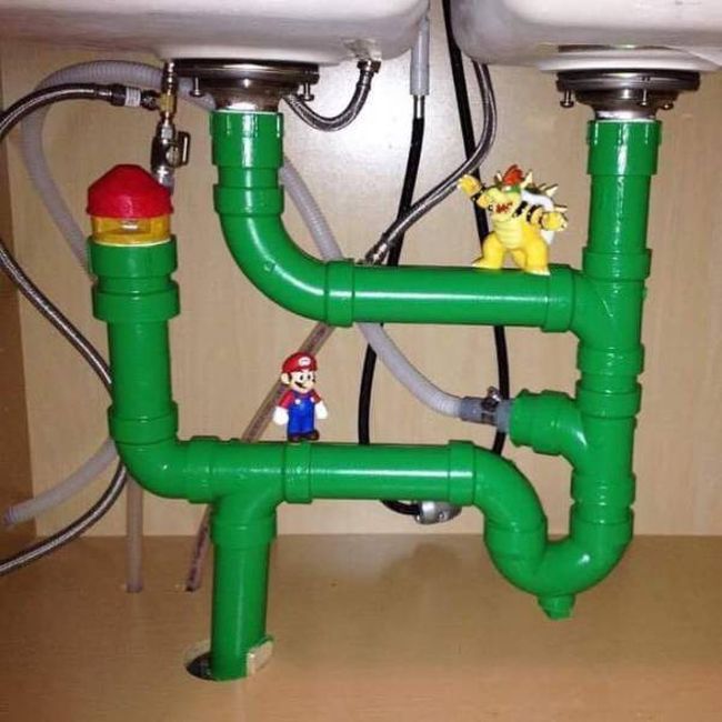 mario bros themed under sink