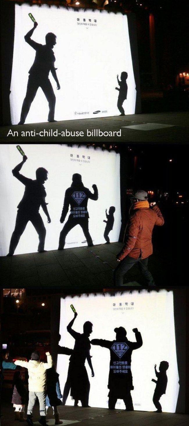 an anti child abuse billboard, clever ads