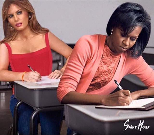 melania trump cheating off of michelle obama