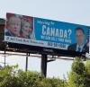 moving to canada?, we can sell your home, billboard, trump hillary