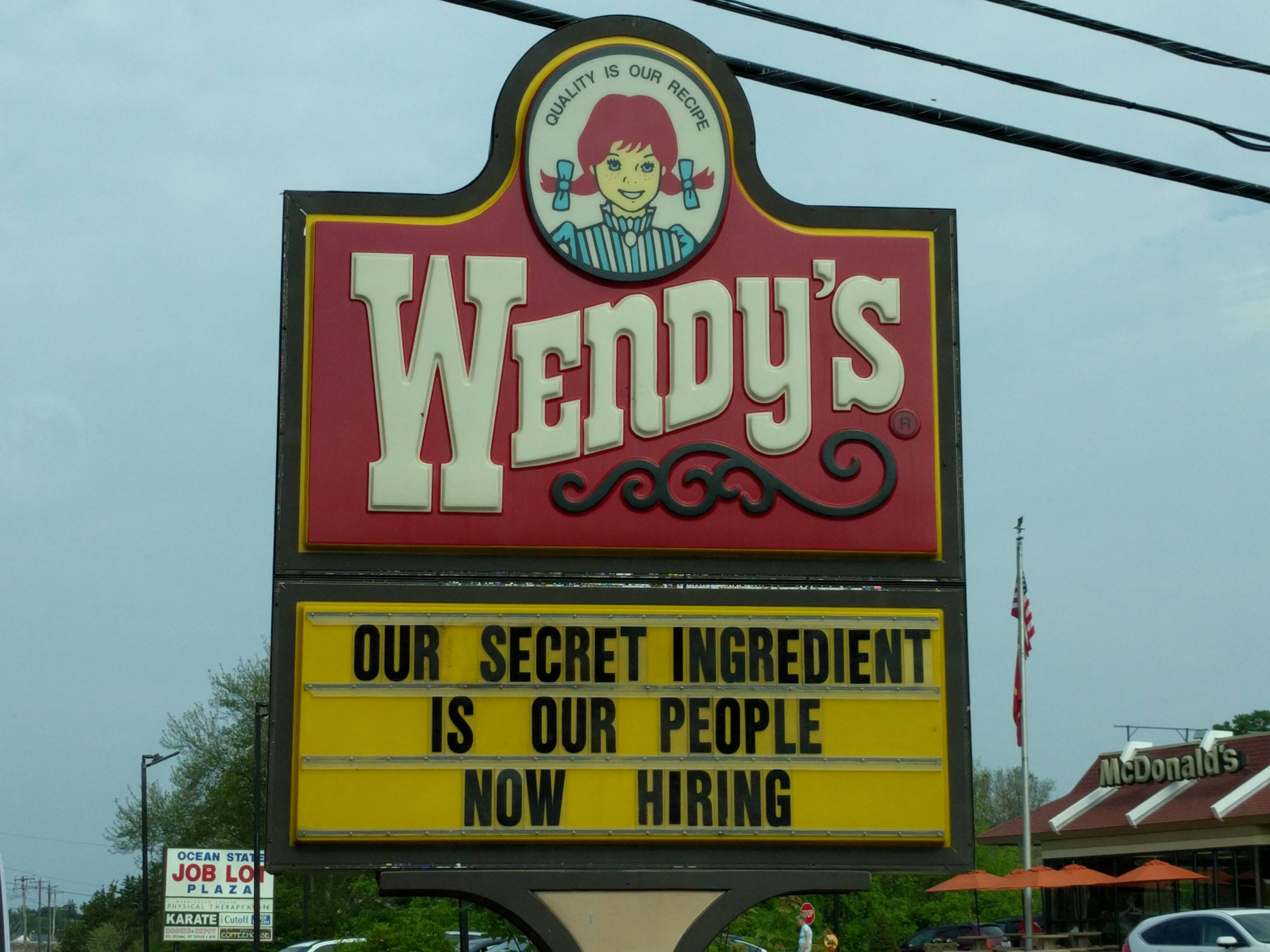 our secret ingredient is our people, now hiring, wendy's, awkward ads