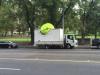 tennis advertisement done right, tennis ball impacted into truck, clever ads