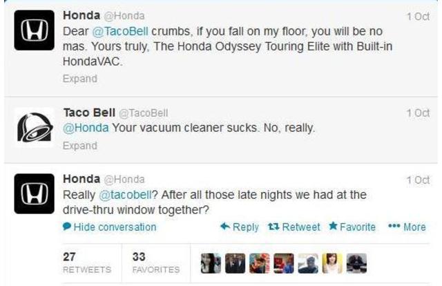 honda versus tacobell on twitter