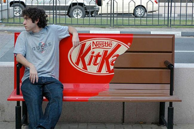 take a break on this kitkat bench