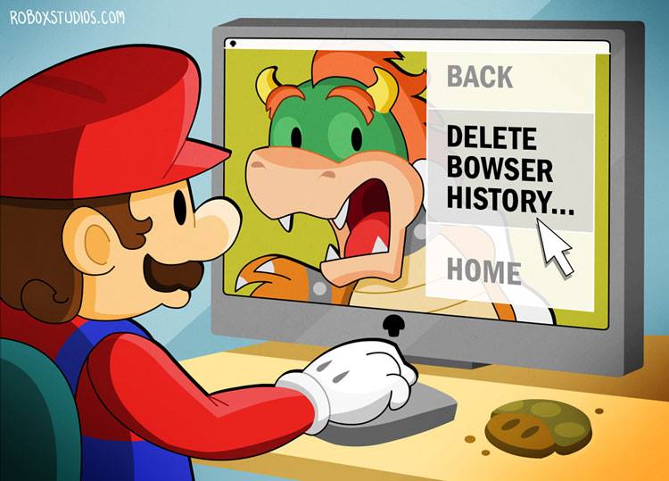 delete bowser history, mario bros