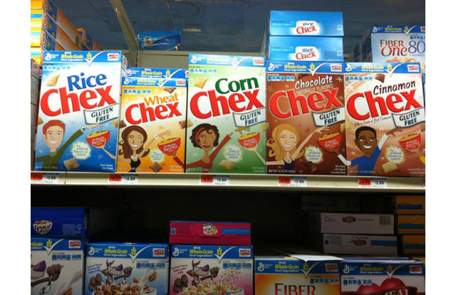 chex boxes line up perfectly, design win