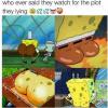 who ever said they watch for the plot, they lying, spongebob square pants butt
