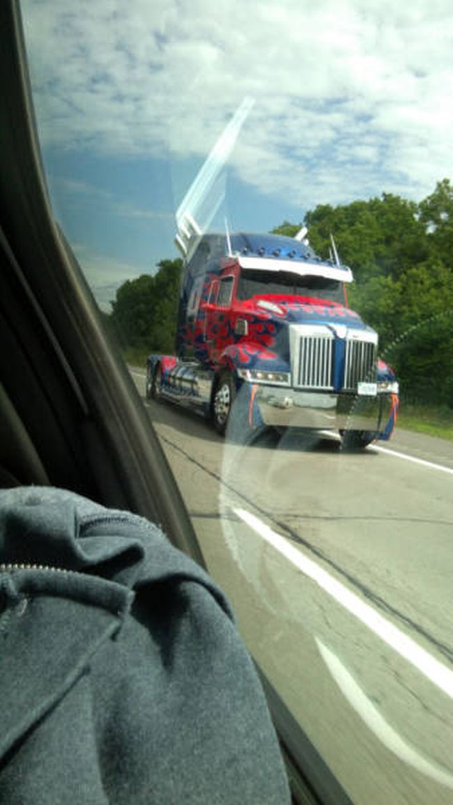so i passed optimus prime on the highway