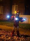 little kid dressed as iron man for halloween, win