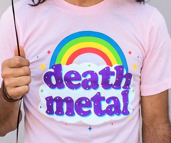 pink rainbow cloud death metal t-shirt