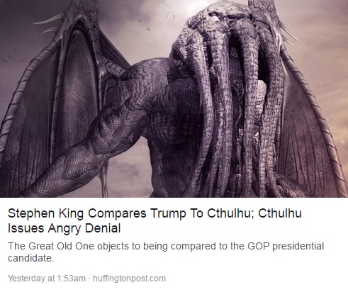 stephen king compares trump to cthulu, cthulhu issues angry denial