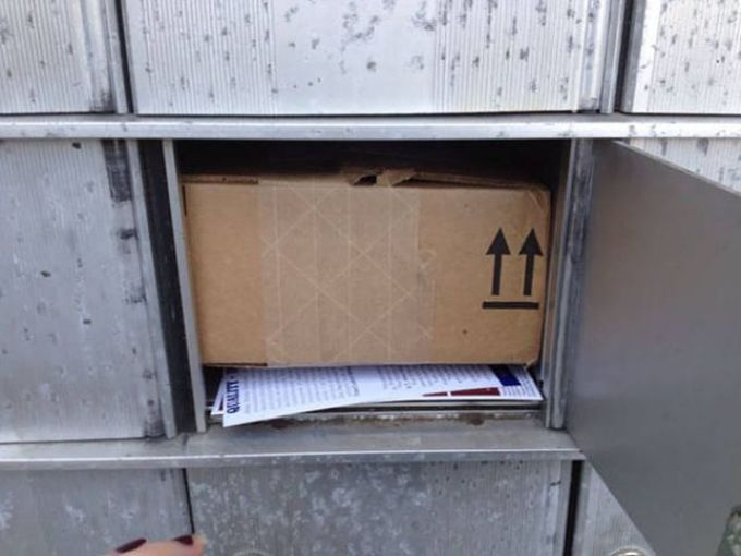 box too big for mailbox, delivery fail, win