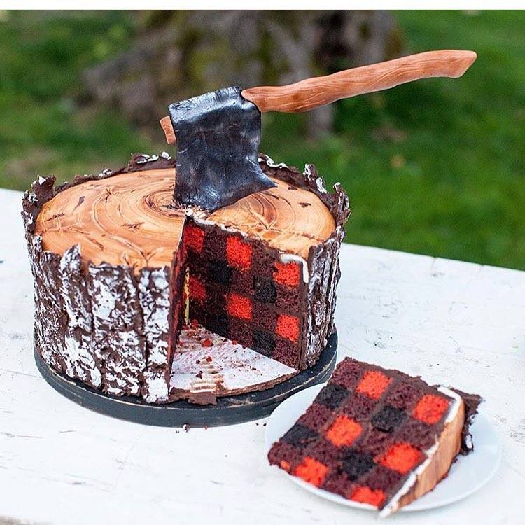 a lumberjack's birthday cake