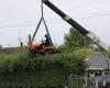 how to trim your giant hedges, crane and riding mower