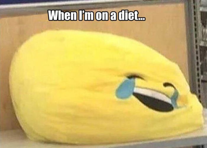 when i'm on a diet, fat happy crying emoticon