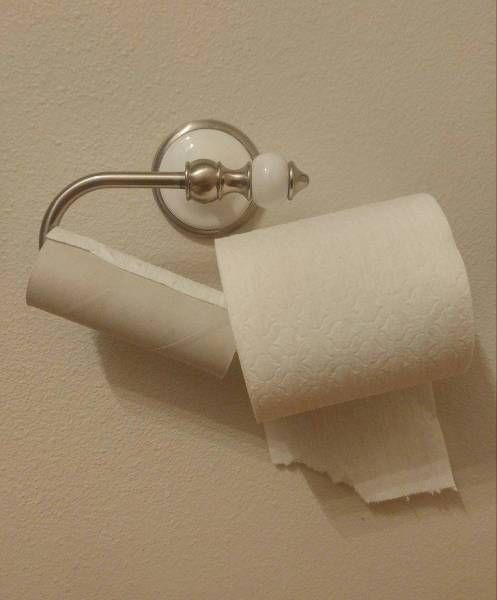 the impossible toilet paper roll balancing act