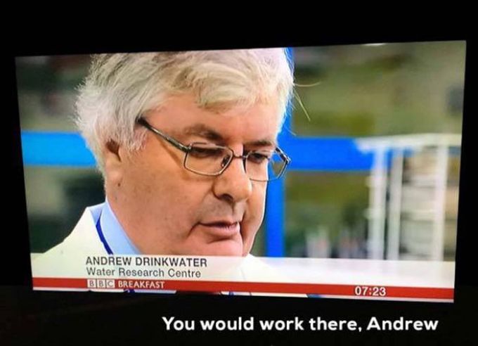 andrew drinkwater, water research center, you would work there andrew...