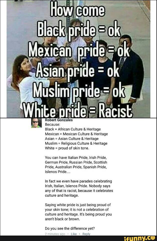why white pride is racism when the others are not