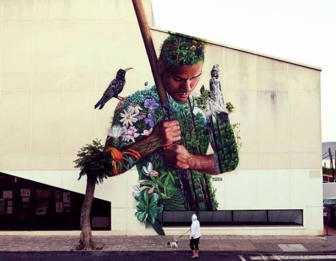 plant human hybrid street art, win