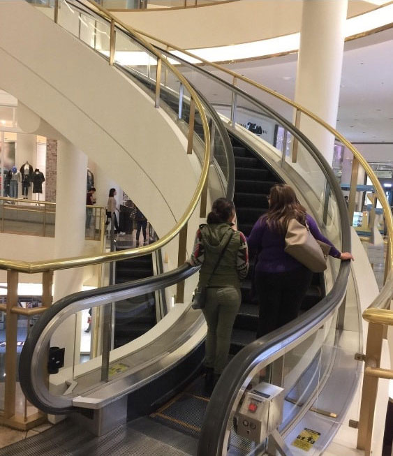 the fabled curved escalator