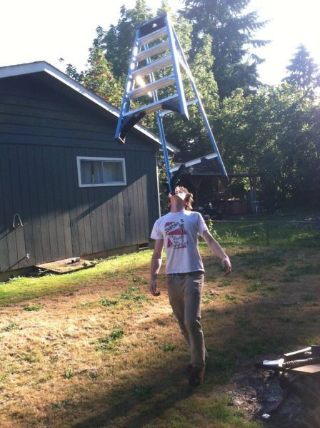 things we did before the internet, balancing a ladder on your chin