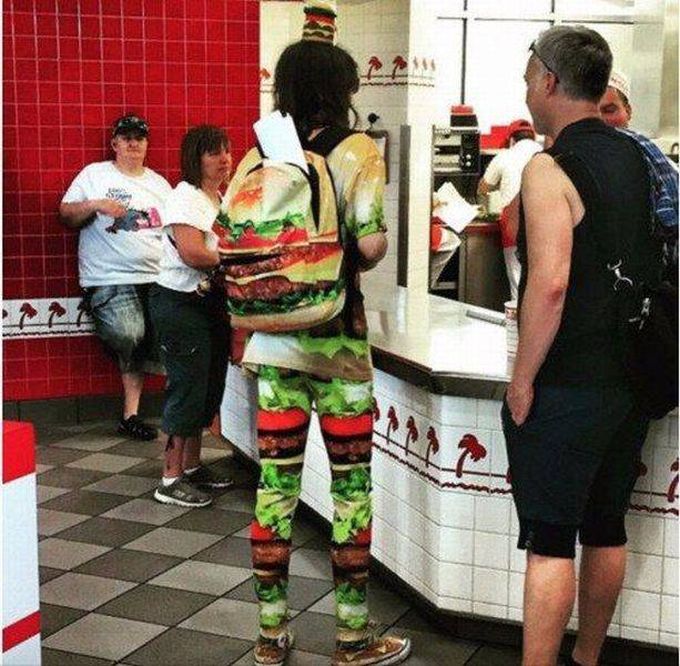 when you're dressed for the occasion, fast food shirt and pants