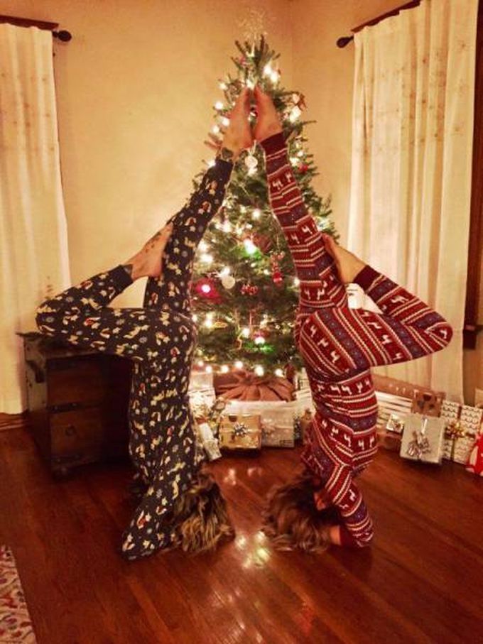 christmas tree and pyjamas at the acrobats' house