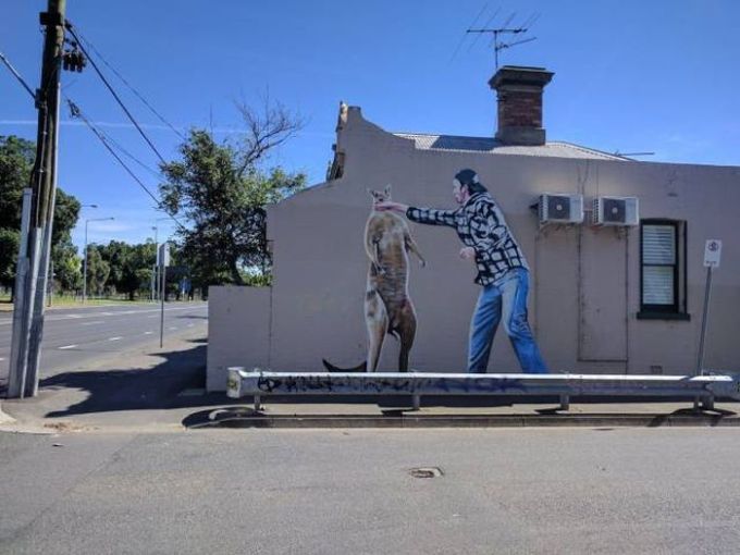 kangaroo puncher street art