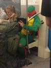 teenage mutant ninja turtle costume in the subway