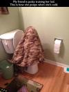 my friend is potty training her kid, this is how she poops when she's cold