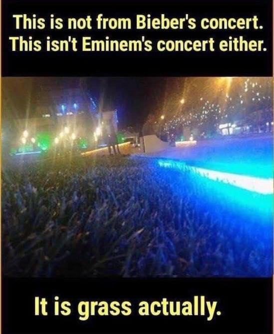 this is not from bieber's concert, this isn't eminem's concert either, it is grass actually