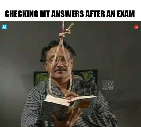checking my answers after an exam, ganging rope