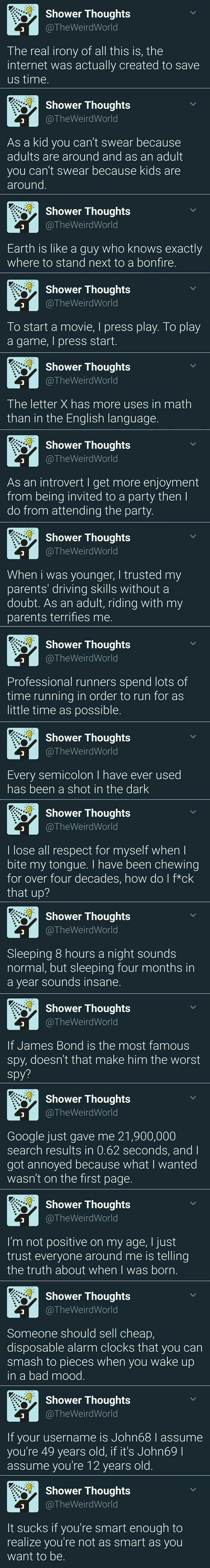 a collection of shower thoughts