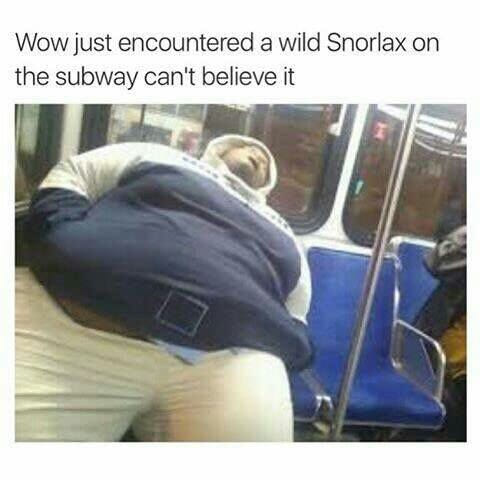 wow just encountered a wild snorlax on the subway i can't believe it