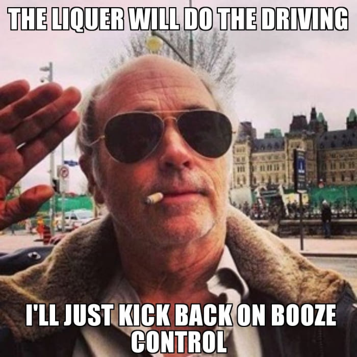 the liquor will do the driving, i'll just kick back on booze control, rip mr lahey, john f dunsworth