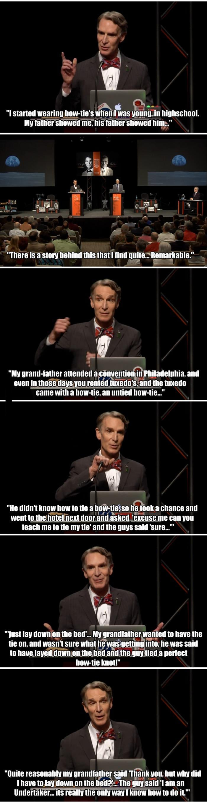 bill nye's reason for always wearing a bow tie