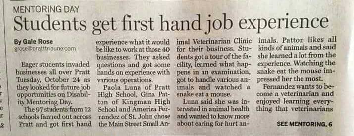 student gets first hand job experience, wording is important