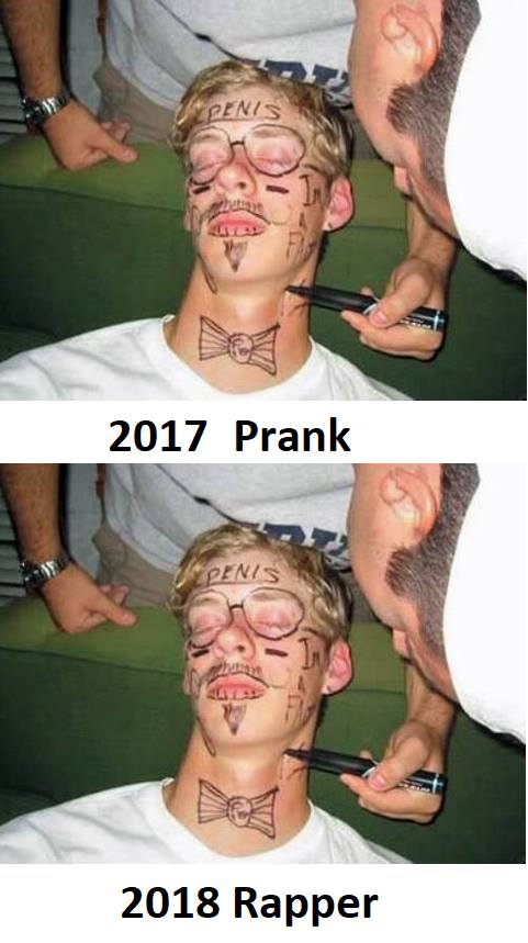 2017 prank, 2018 rapper, face tattoos