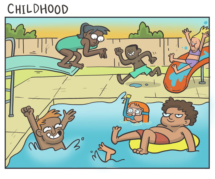 childhood versus adulthood, comic