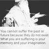 you cannot suffer the past or the future because they do not exist, what you are suffering is your memory and your imagination