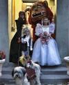 family gets their labyrinth costumes on, halloween