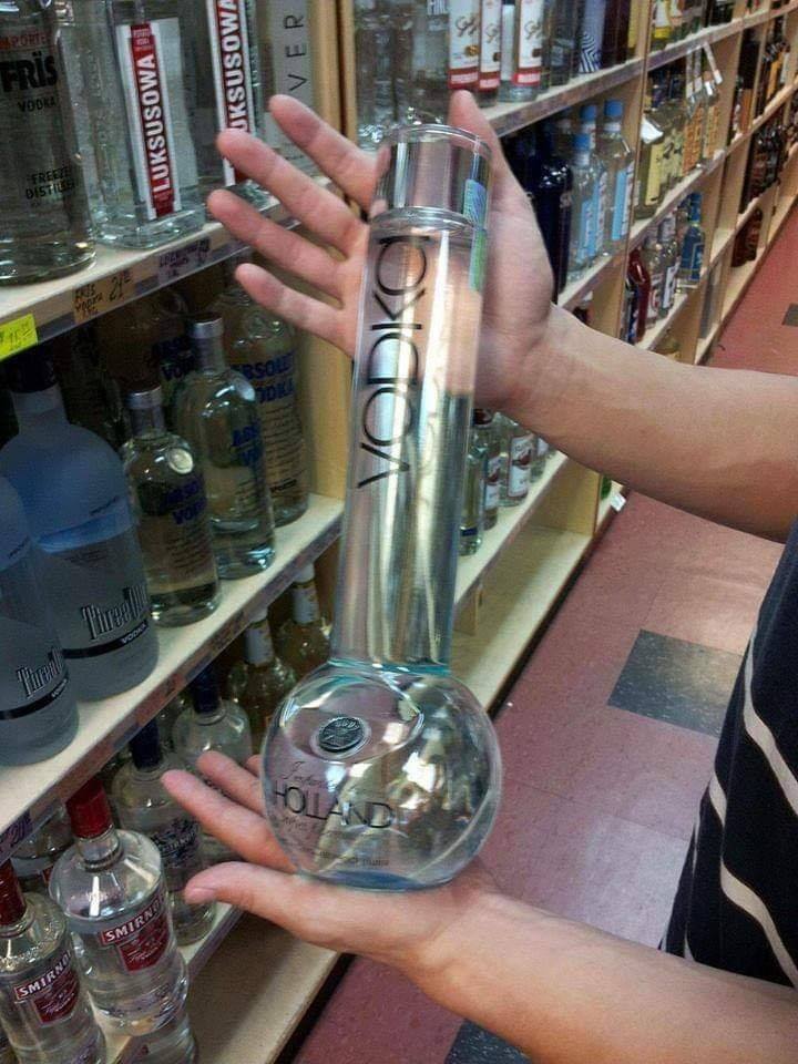 vodka bottle turns into bong