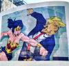 wonder woman punching donald trump street art
