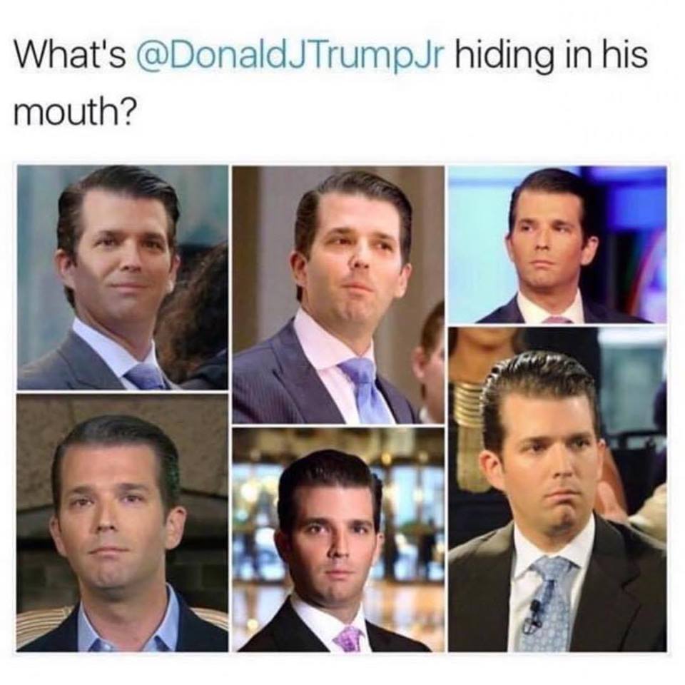 what's donald trump junior hiding in his mouth?